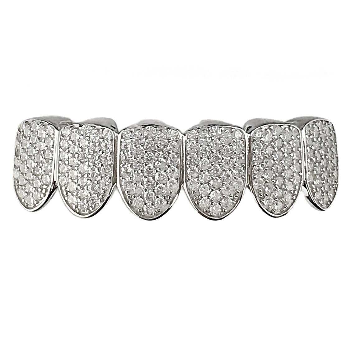 Real 925 Sterling Silver Grillz Micro Pave Iced Flooded Out CZ Bottom Teeth