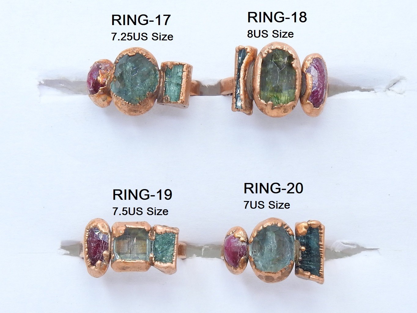 Mix Gemstones-Electra Plated-Copper Ring-Faceted Polished-Loose Stone-Gift For