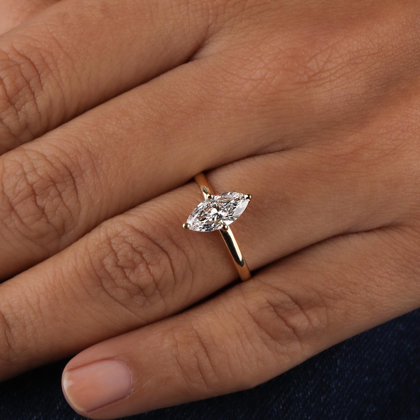 1.00TCW Marquise Cut Natural Diamond Engagement Gift Ring 14k Yellow Gold
