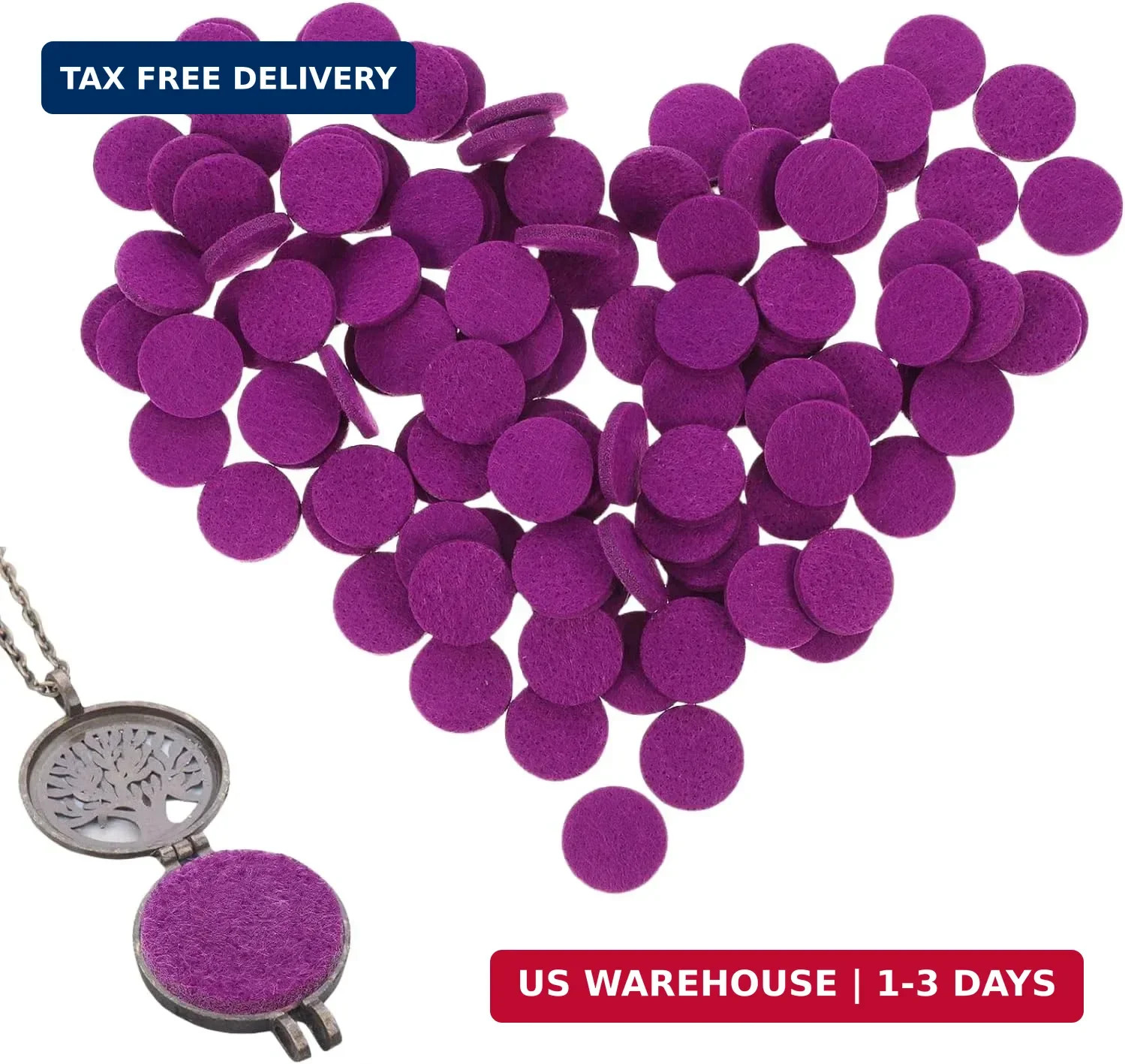 GLEAVI Mini Diffuser Refill Pads Replacement Necklace Purple 100pcs Cotton Absor
