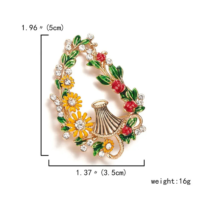Vintage Plant Brooches For Women Elegant Flower Enamel Pin Pearl Jewelry Gift