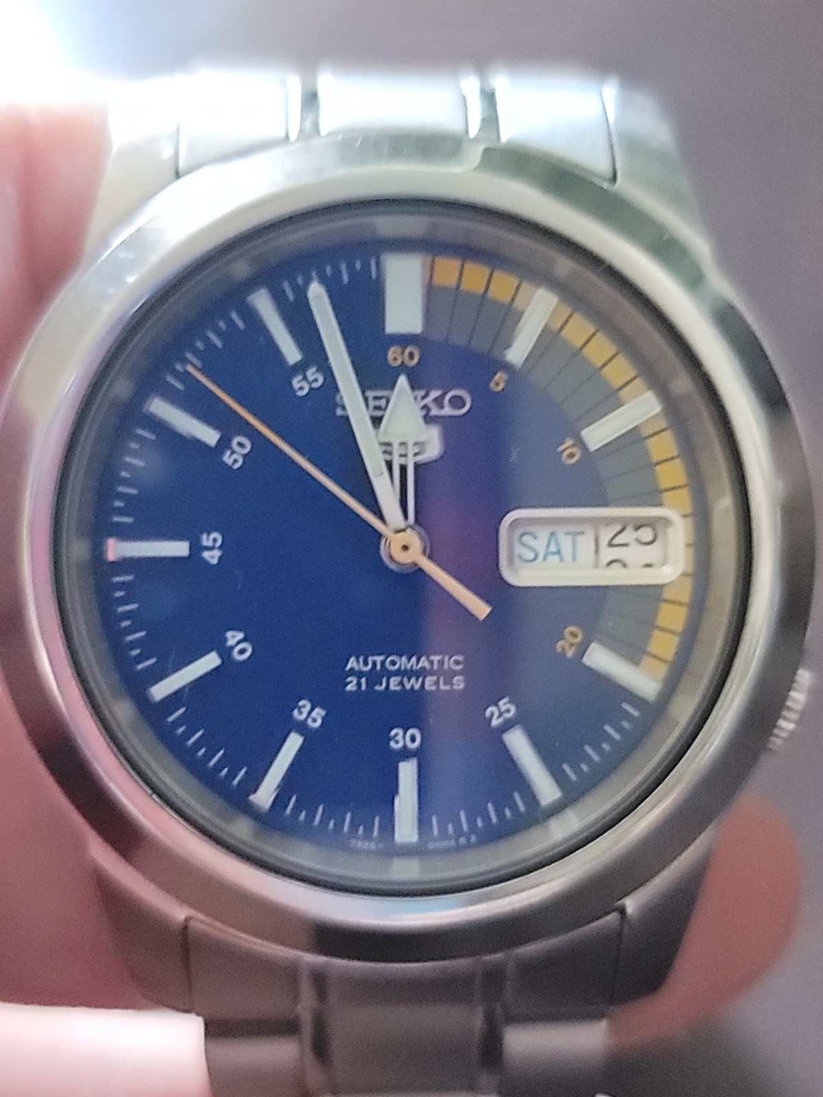 Seiko 5 Men’s Automatic 21J Blue Dial Day/Date Stainless Steel Bracelet