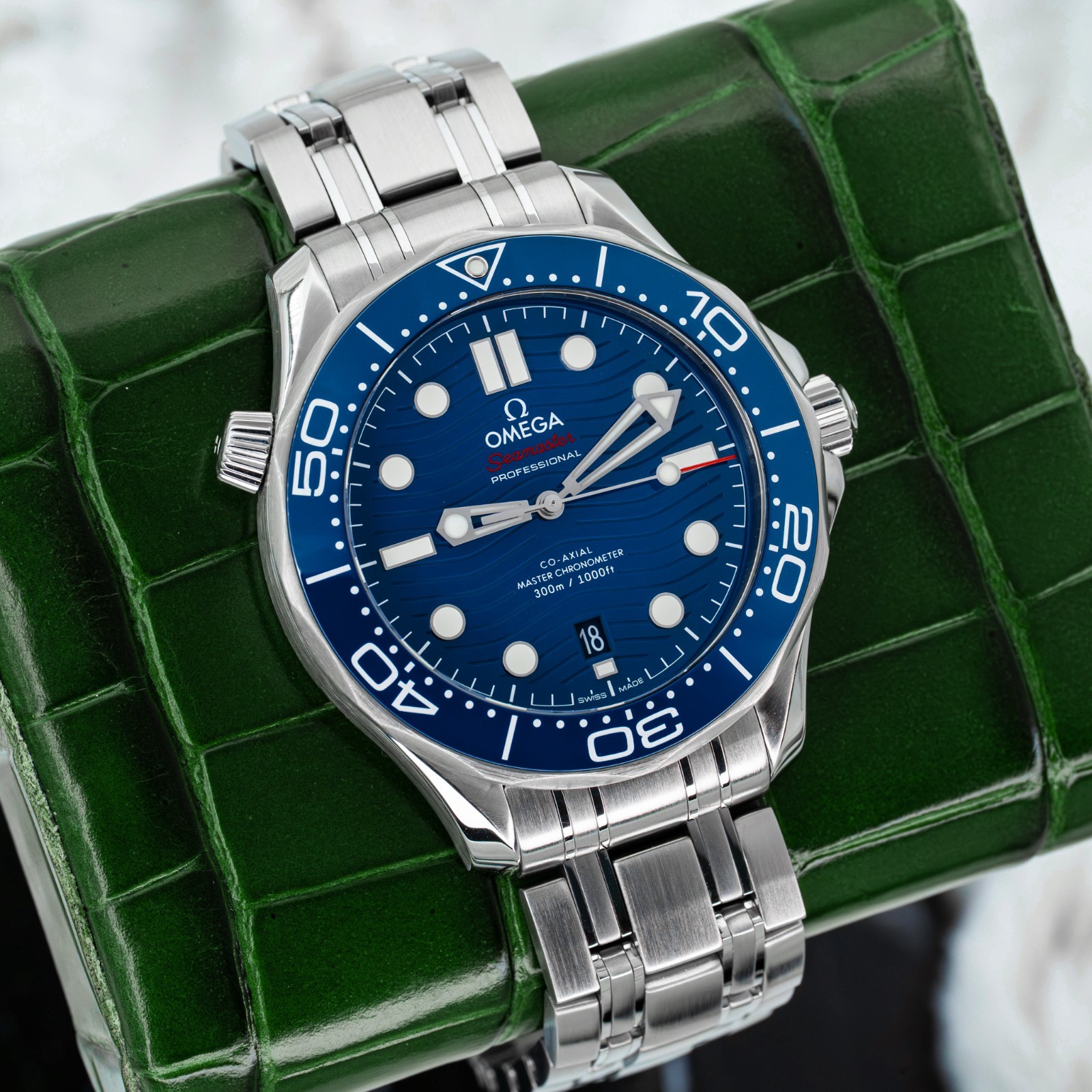 2023 Omega Seamaster Diver 300m Blue Dial on Bracelet 210.30.42.20.03.001 B+P