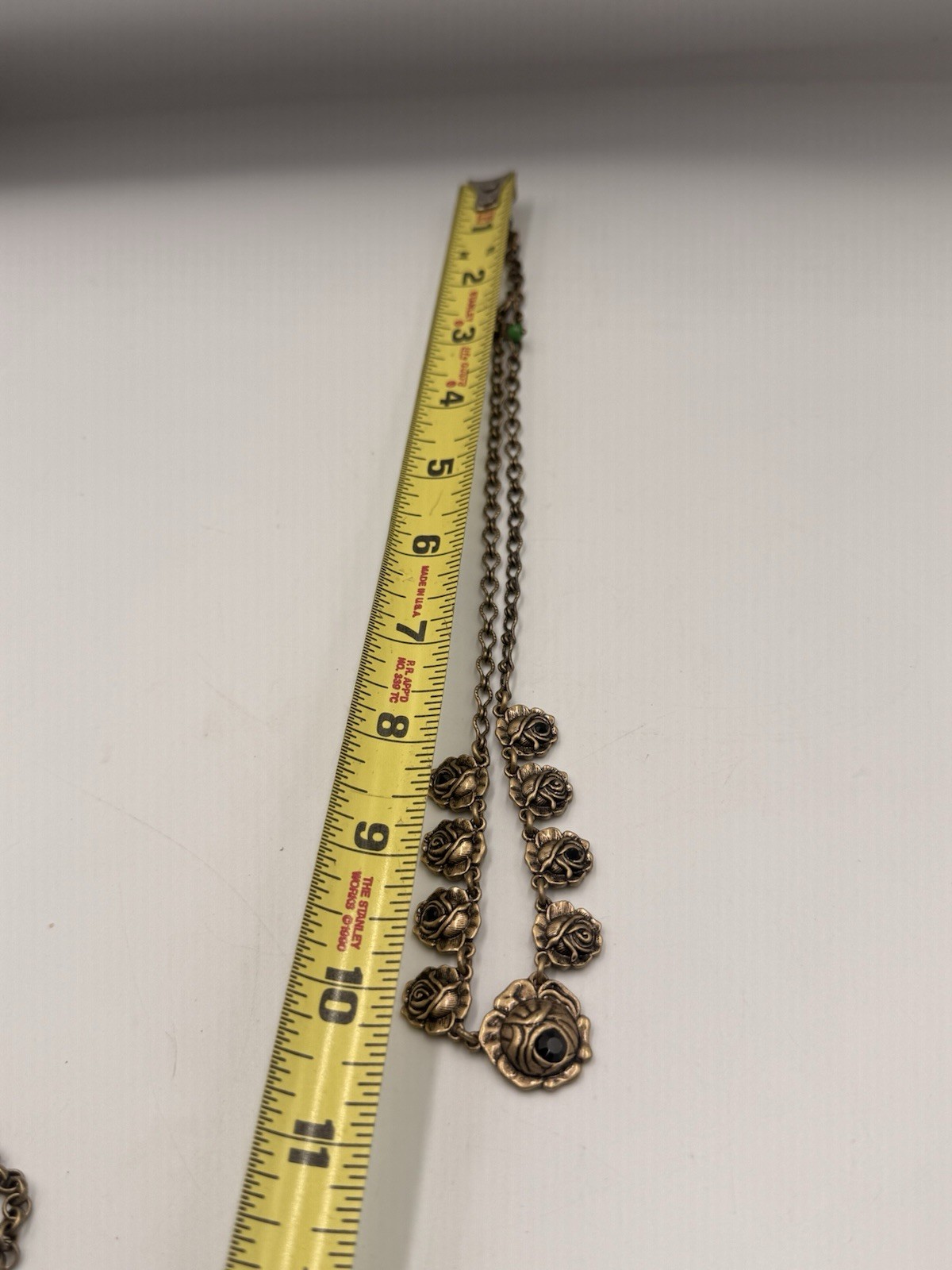 Lucky Brand Bronze Tone Black Rose Statement Necklace Floral Gothic Boho