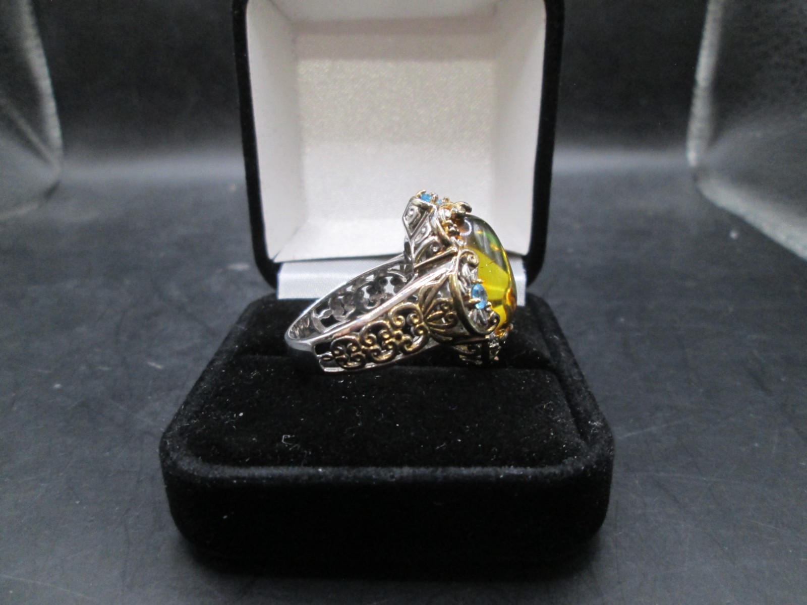 MICHAEL VALITUTTI Gems En Vogue Collection Sterling Silver Ring Amber Topaz *