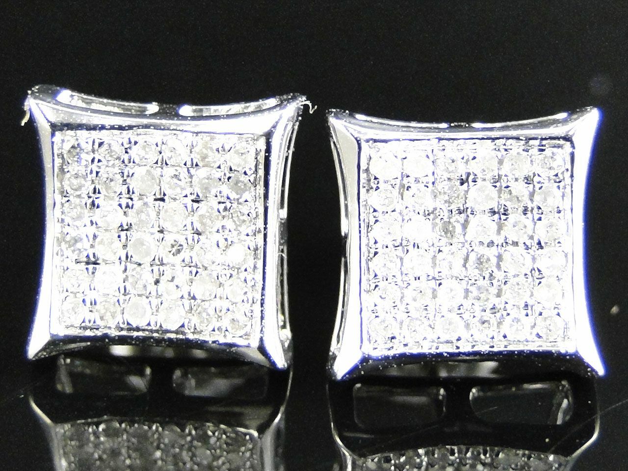 0.35ct Lab-Created Moissanite Kite Square Cluster Stud Earring White Gold Plated