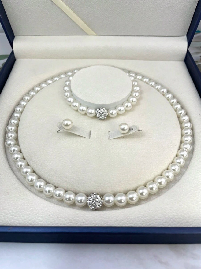 3 Pcs Pearl Jewelry Sets for Women Faux Pearl Necklace Bracelet Earrings Set USA