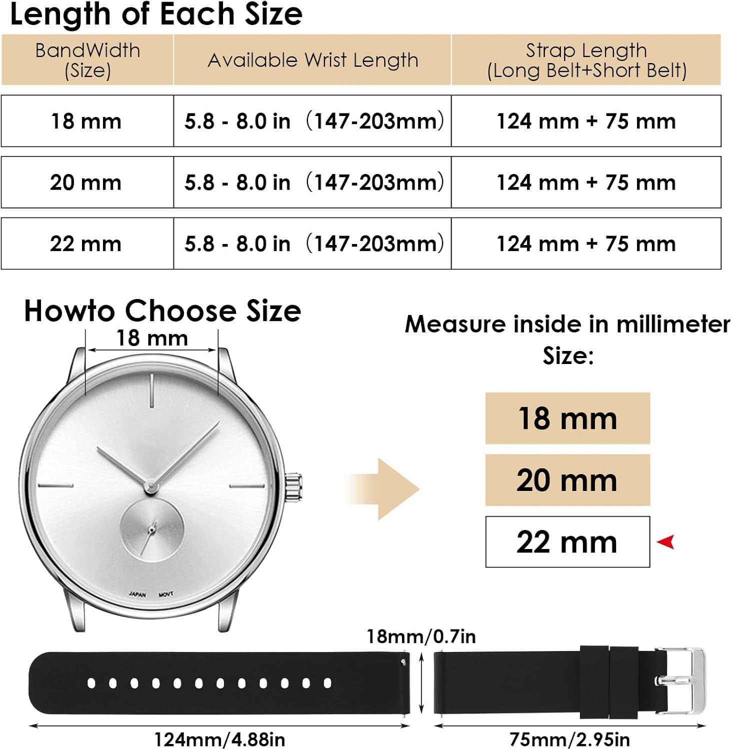2PCS Silicone Watch Bands Set, Easy Fit Quick-Release Straps for 18mm, 20mm, …