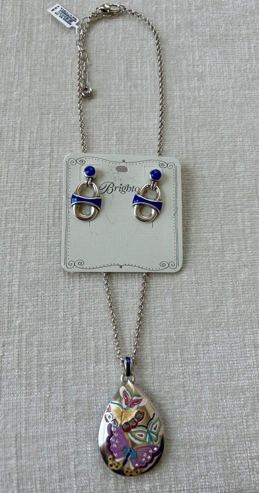 Brighton Kyoto In Bloom Enamel Rev Butterfly Necklace & Portofino Earrings NWT