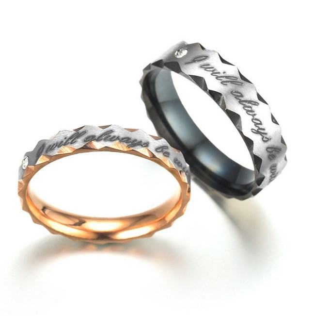 New Design Stainless Steel Couple Rings Promise Love Forever Wedding Gift