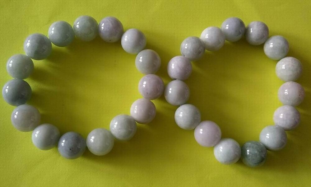 1 Natural jade bangle bracelet AAA 10mm 15 Jasper beads 6 1/2 in long USA seller