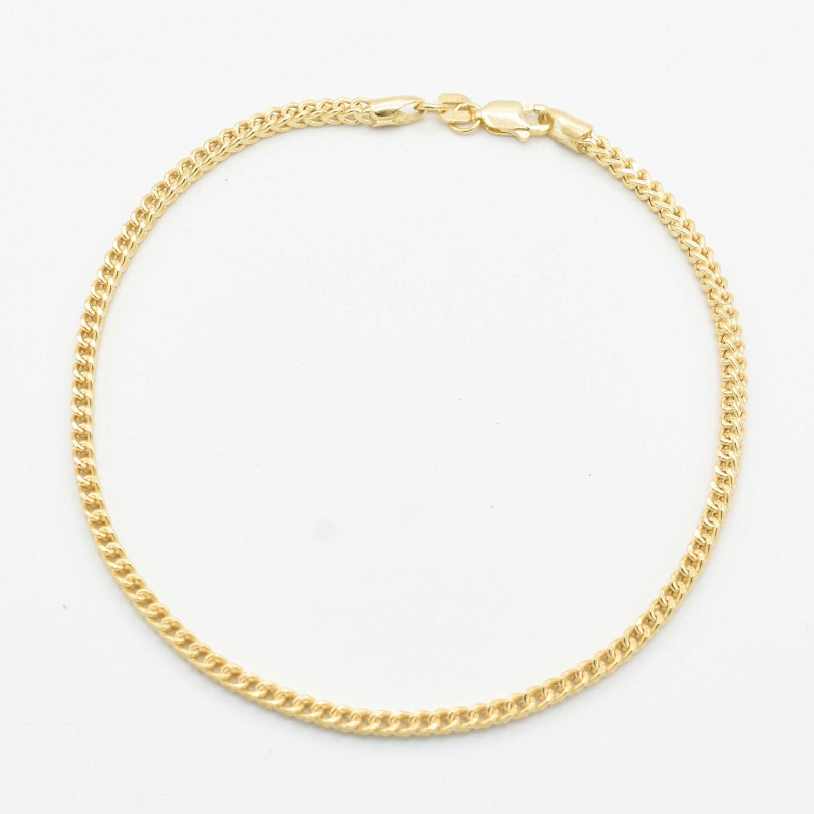 2.2mm Italian Square Franco Link Chain Bracelet Real 10K Yellow Gold 8.25″