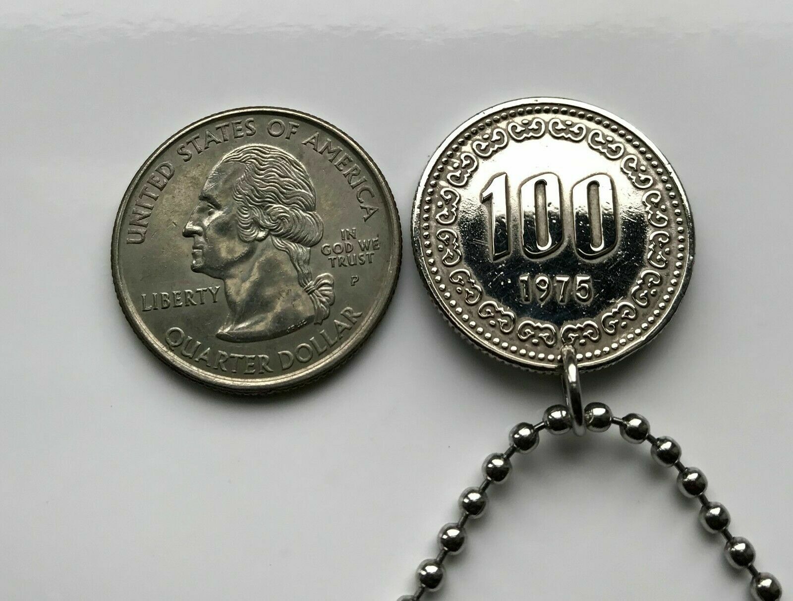 South Korea 100 Won coin pendant Admiral Yi Sun-sin Seoul Busan Daegu n000554