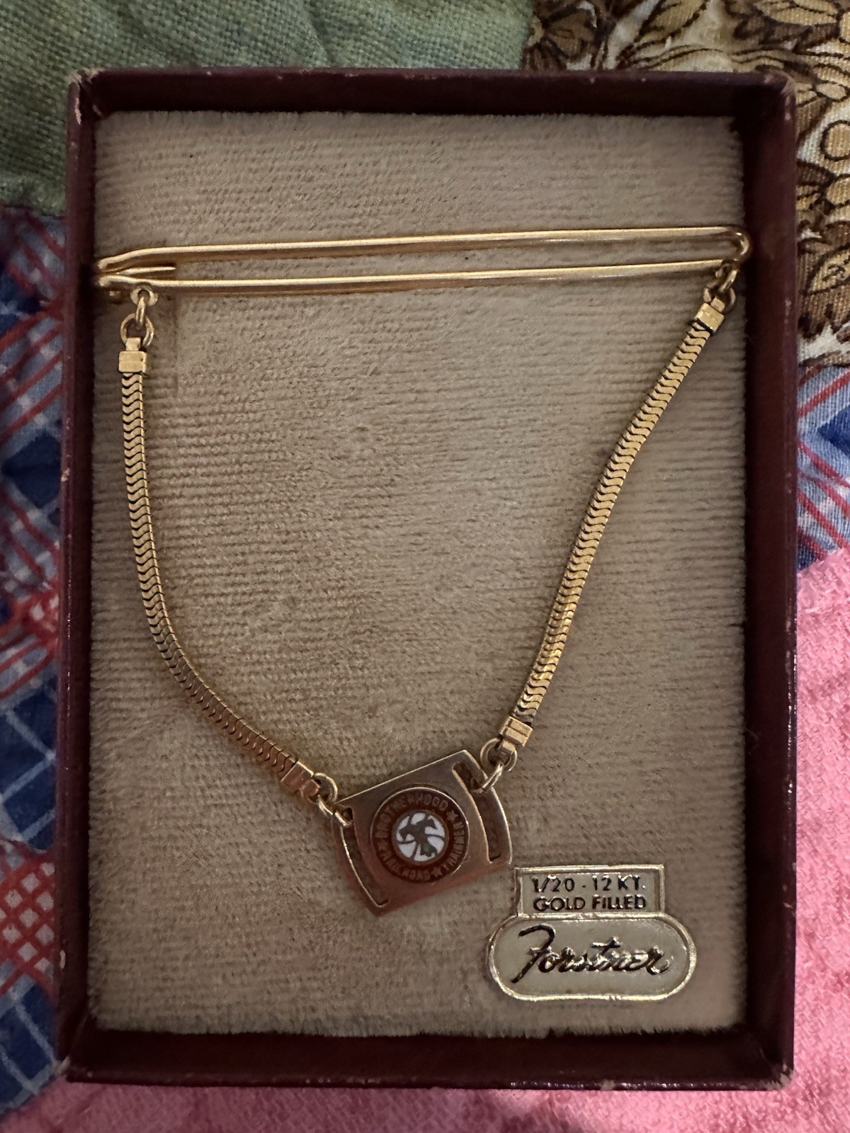 Vintage Brotherhood of Railroad Trainmen Gold Filled Forstner Tie Bar w Box