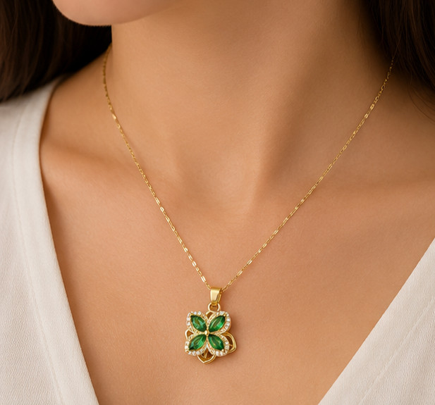 2.0Ct Marquise Simulated Emerald Women’s Pendant Necklace 14K Yellow Gold Plated