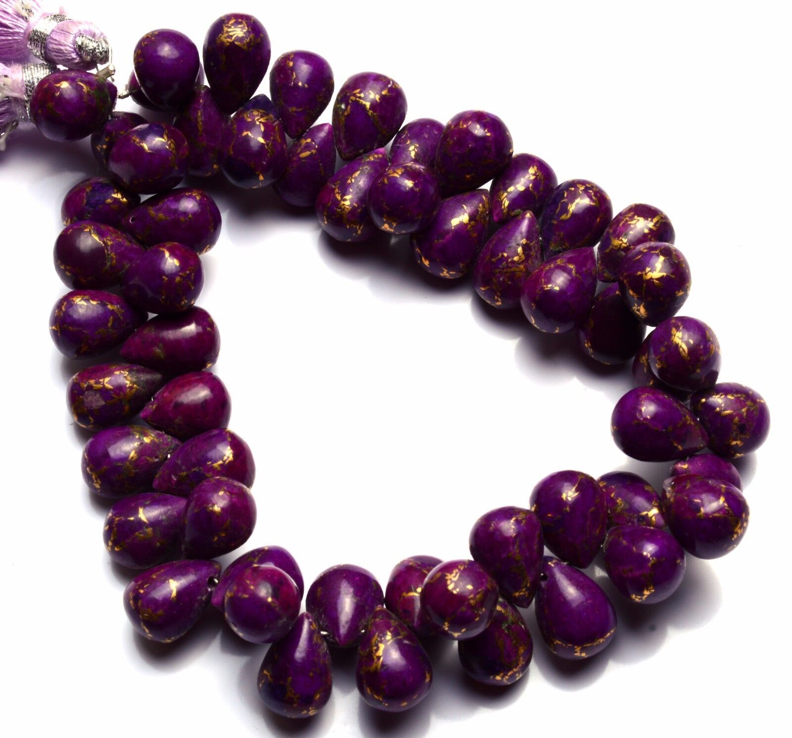 Natural Gem Purple Copper Turquoise 8x10MM Approx Smooth Drop Shape Briolettes7″