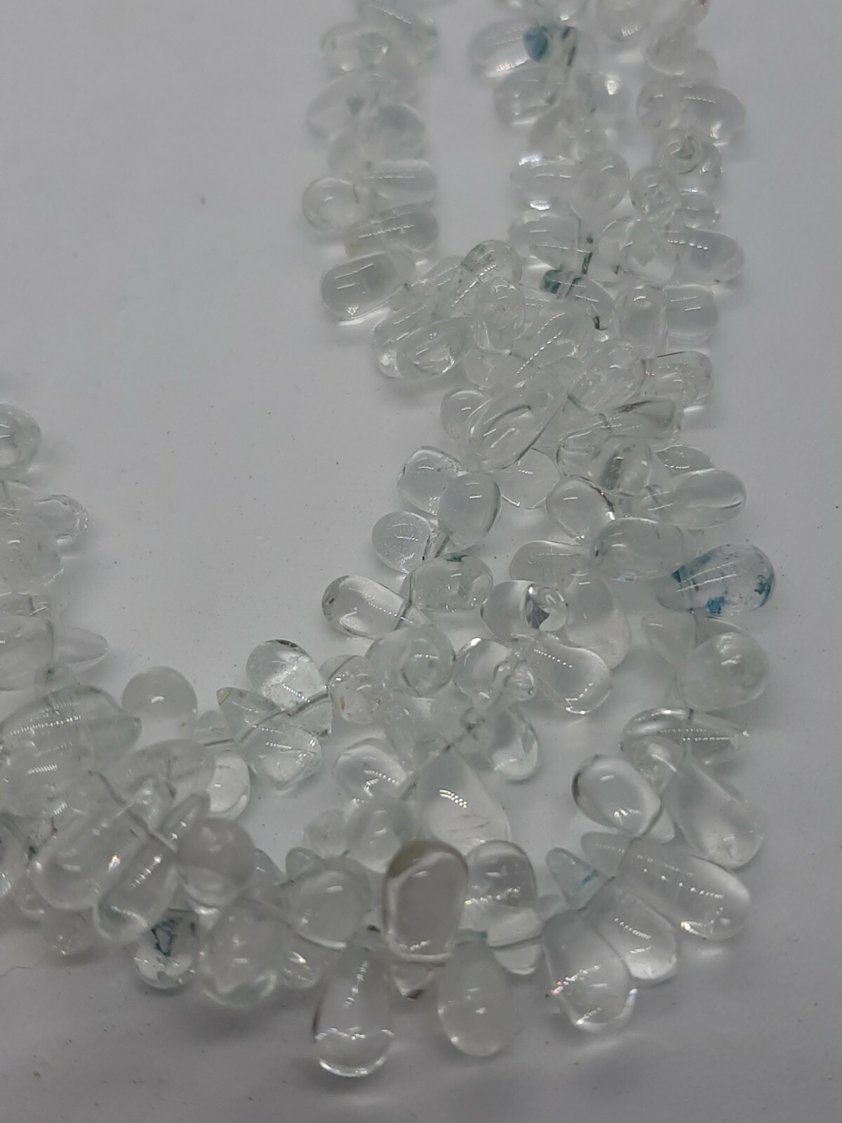 Raindrops of Light Triple Strand Necklace Rock Quartz Crystal Teardrop Beads