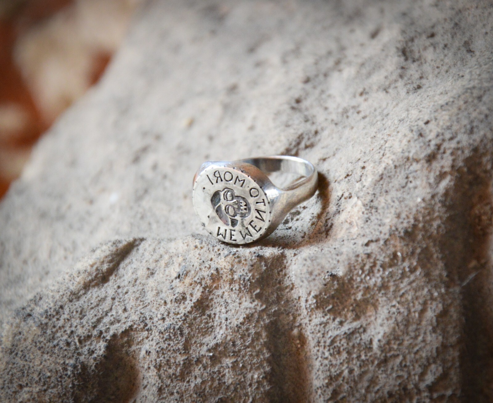 17th Century Replica Sterling Silver Memento Mori Ring