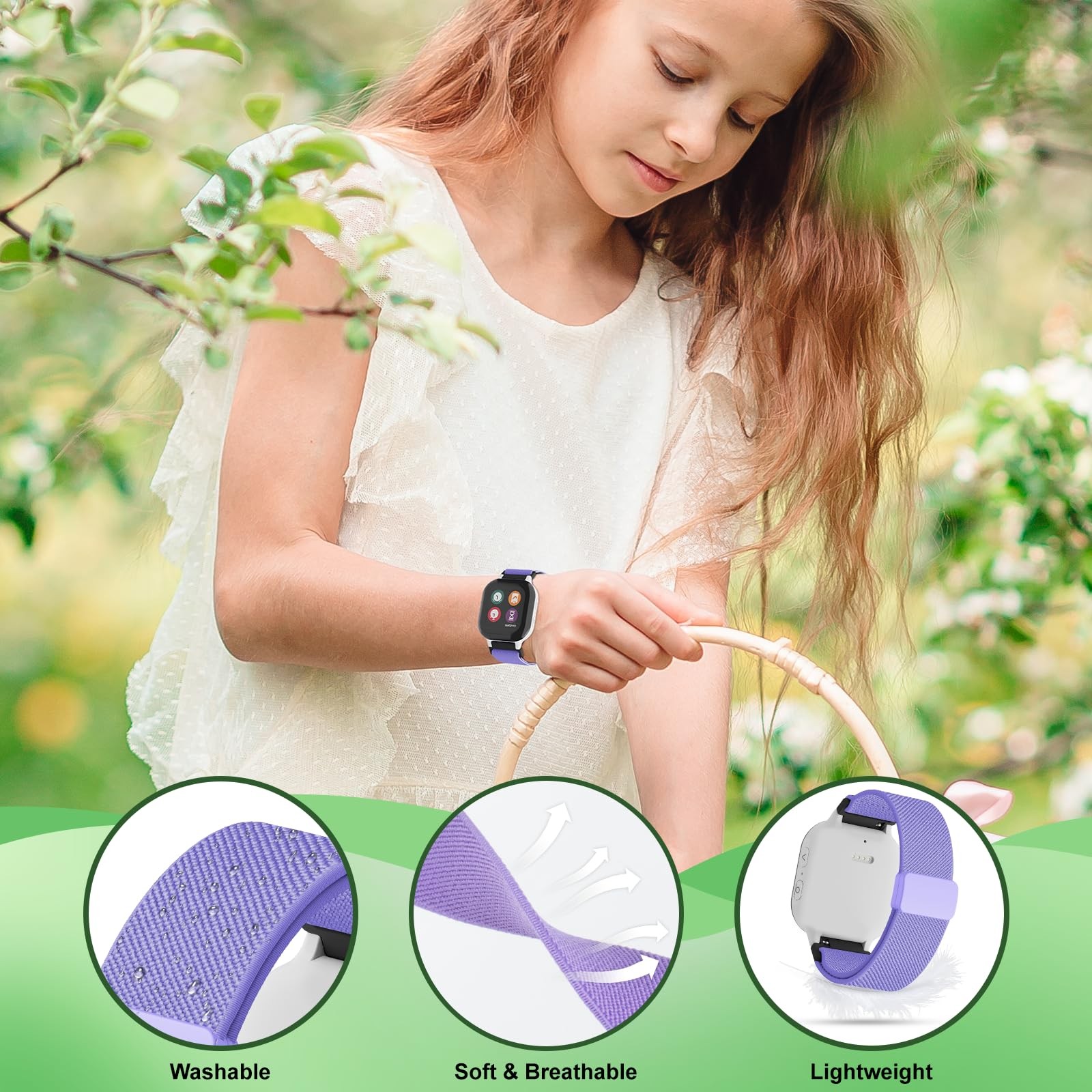 2-Pack Splash-Proof Stretchy Nylon Watch Bands for Gizmo Watch 3 2 1