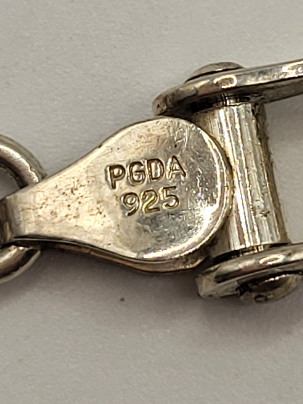 Men’s Signed PGDA 925 Sterling Silver Bike Chain Bracelet 8″
