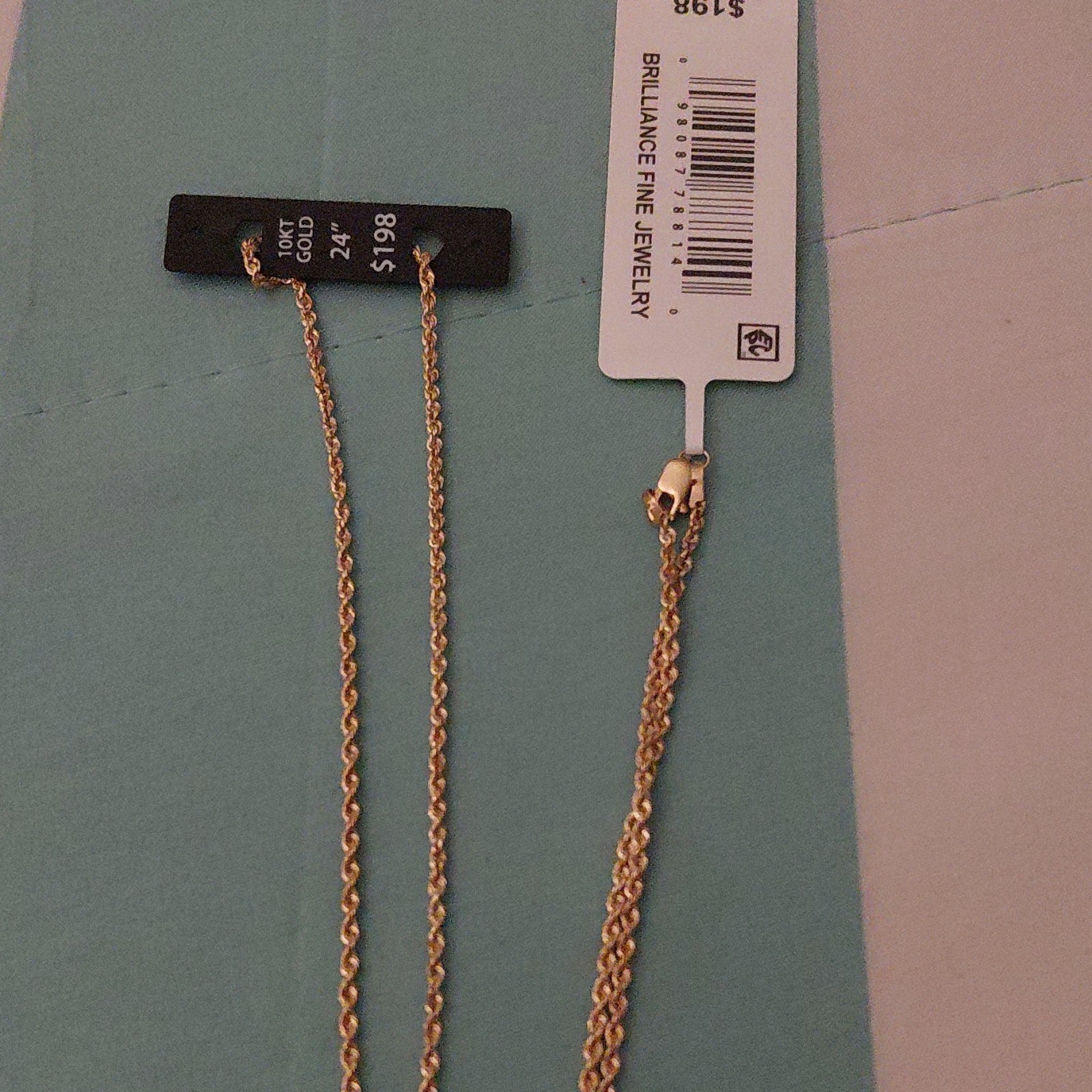 Brilliance Fine Jewelry 10K Yellow Gold Rope Chain Necklace 24in Lobster