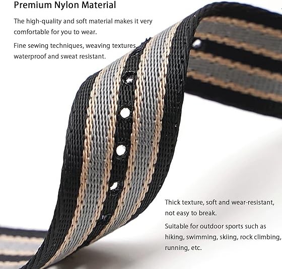 Canvas Nylon Watch Strap for Omega Swatch Seamaster Speedmaster Seiko 18-24mm