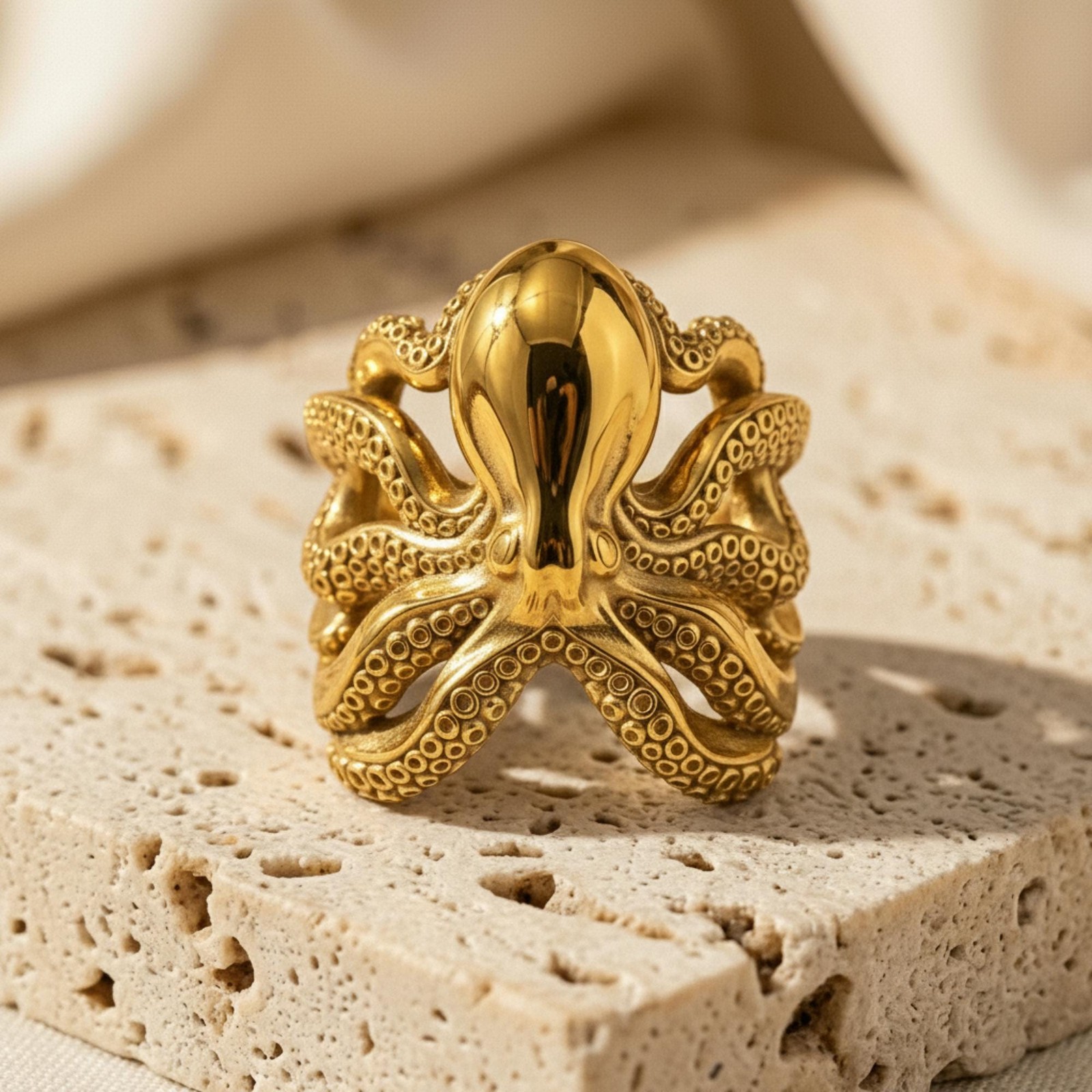 Kraken Octopus Ring 925 Sterling Silver Oxidized Tentacle Band Unisex