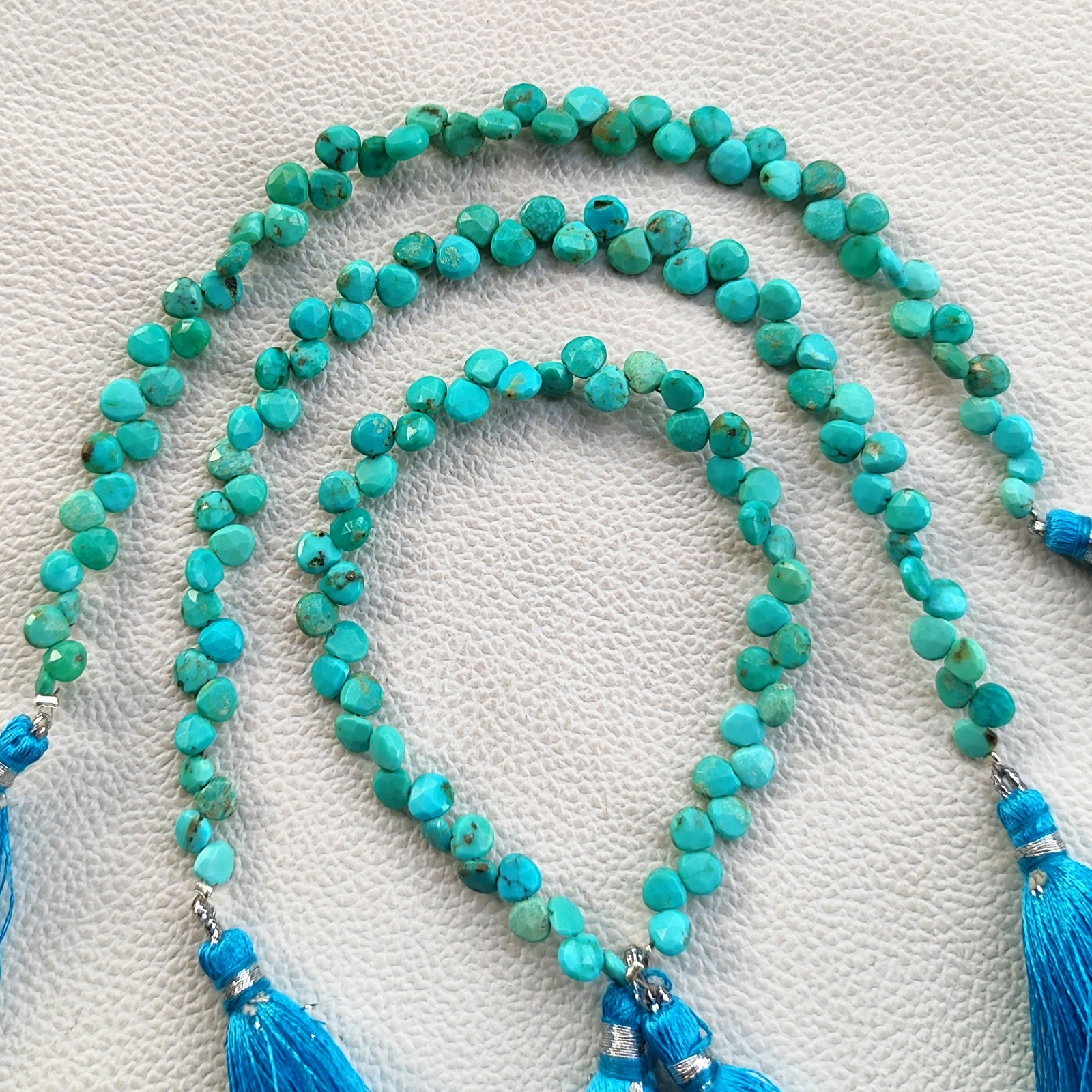 Natural Turquoise 5mm Size Faceted Heart Shape Beads 7″ Strand Genuine Gems