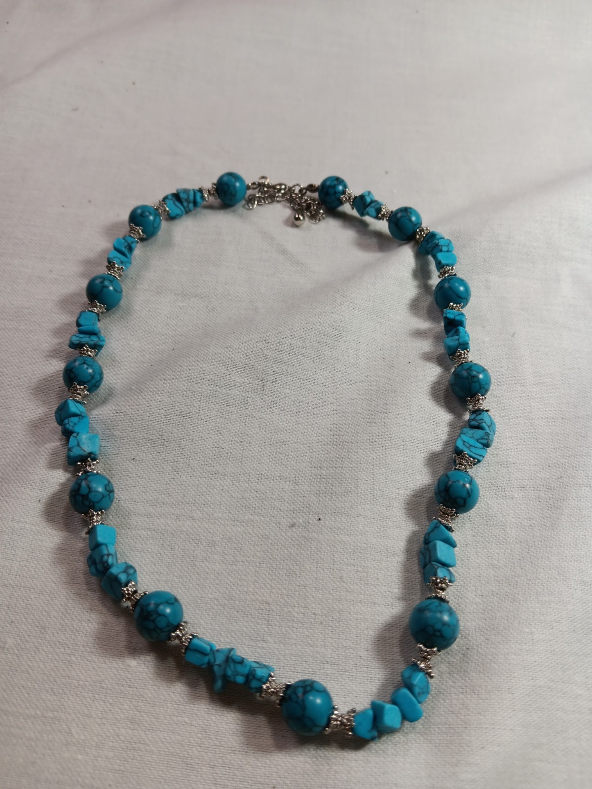 Blue Dyed Howlite Slivertone Necklace