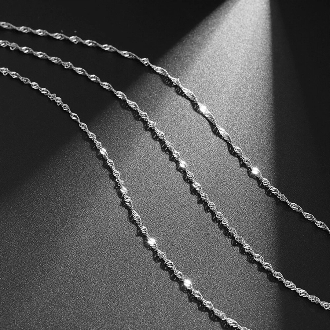18inch 1.4mm 14k White Gold Singapore rope chain Necklace Made in Italy Gift