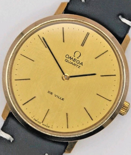 Vintage Omega De Ville Quartz Ref.191.0044 Cal.1330 Gold Dial 35.5mm Watch