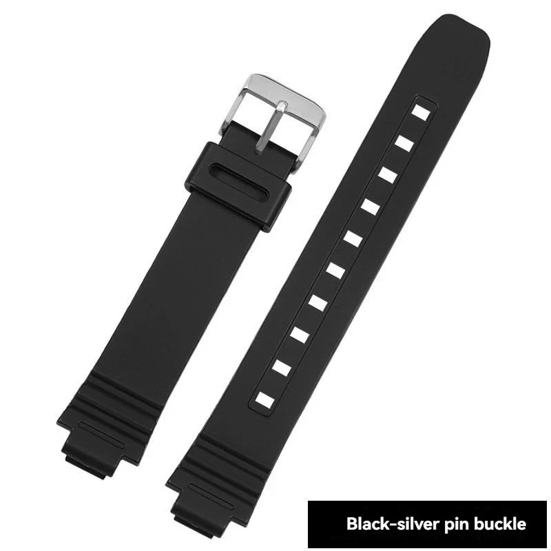 Rubber Resin Watch Strap for Ca.sio LA20WH-1B 14x10mm Black Convex Slim Band New