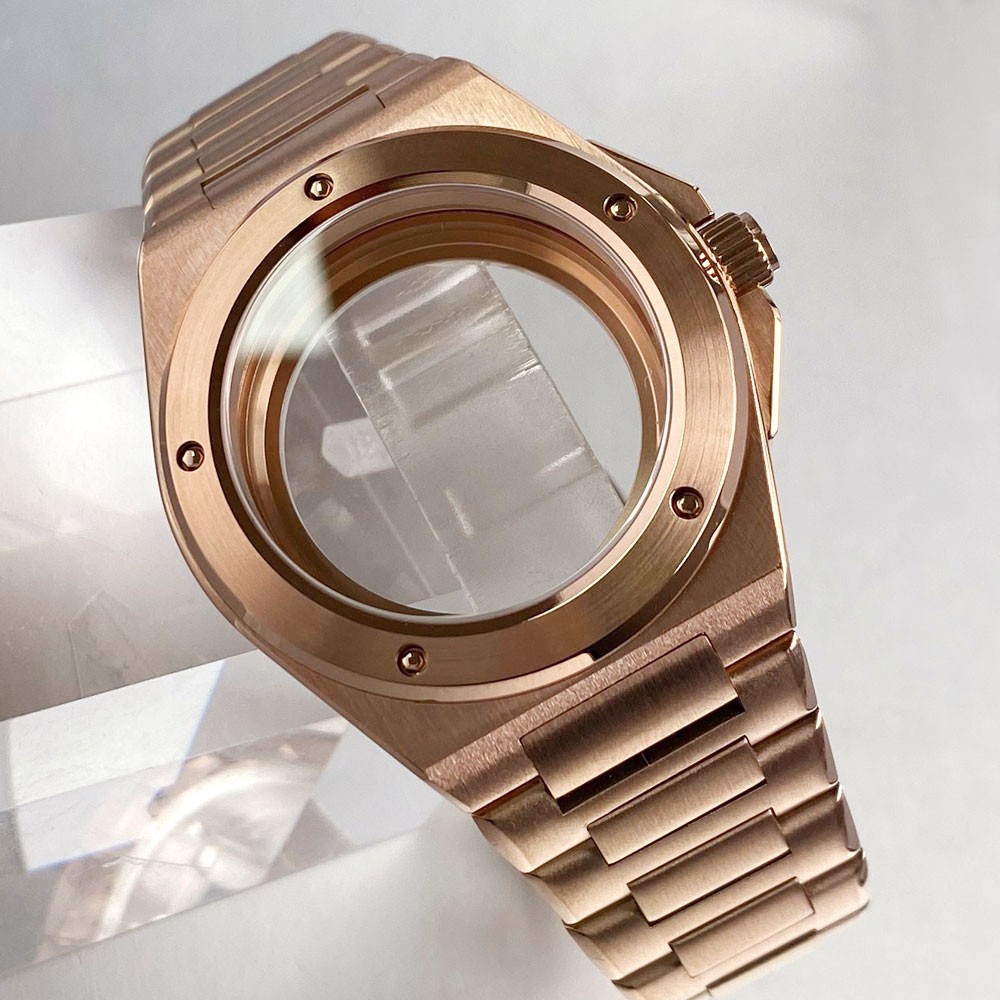 20ATM Tandorio 40mm Sapphire Dive Watch Case Set Rose Gold Fit NH35 NH36 NH38