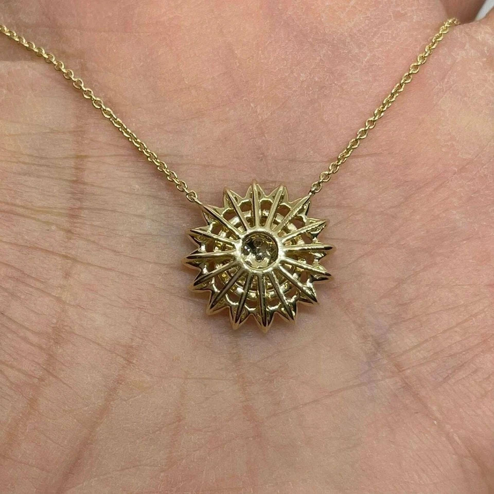 2CT Round Cut Lab Created Diamond Women’s Chain Pendant 14k Yellow Gold Finish