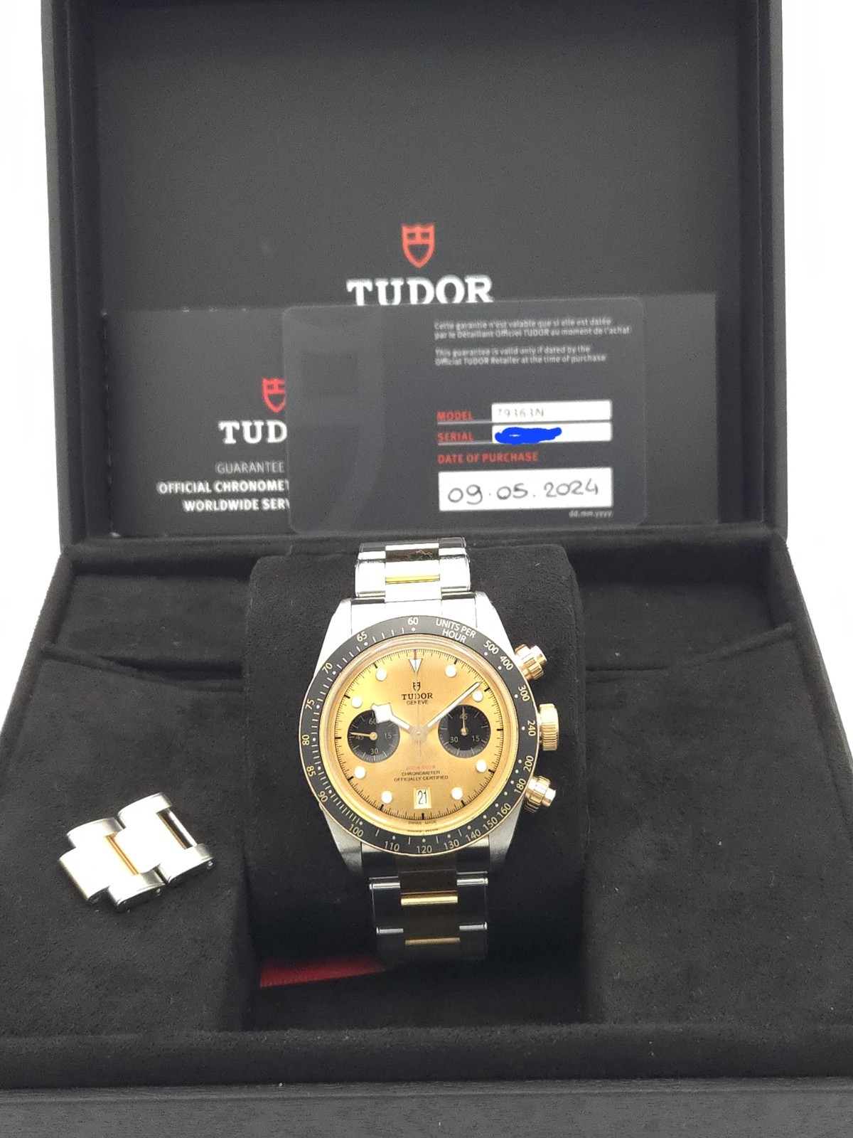 Tudor Black Bay Chrono S&G Steel Gold Black 41mm Watch Box Papers 79363N