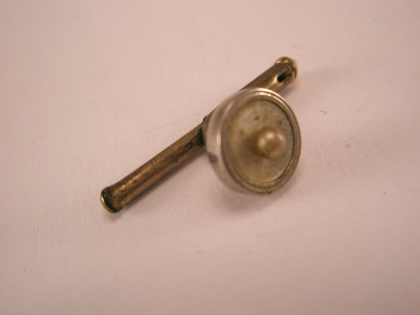 SINGLE (1) 1/4″ Seed Pearl Larter Rolled Gold Plate Vintage Formal Tux Stud f49