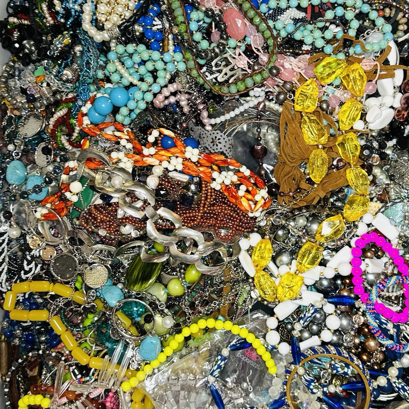 3+ Lbs Wear Vtg Now Mixed Media Mystery Jewelry Lot Grab Bag Surprise Necklaces