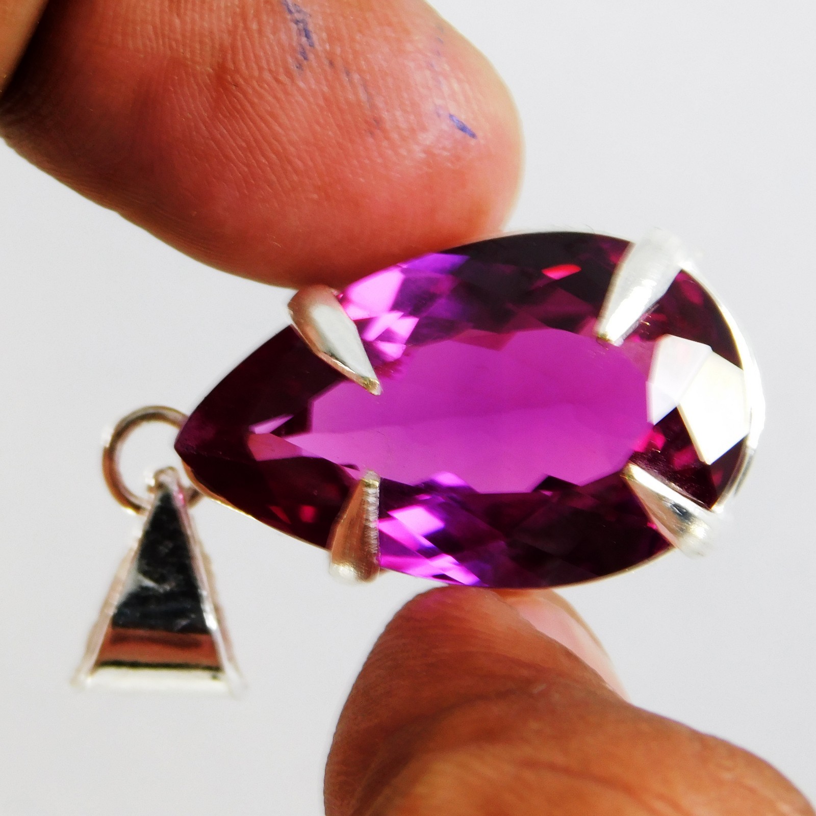 Natural 46.40Ct Rhodolite Garnet Raspberry IGL Gemstone 925 Solid Silver Pendant