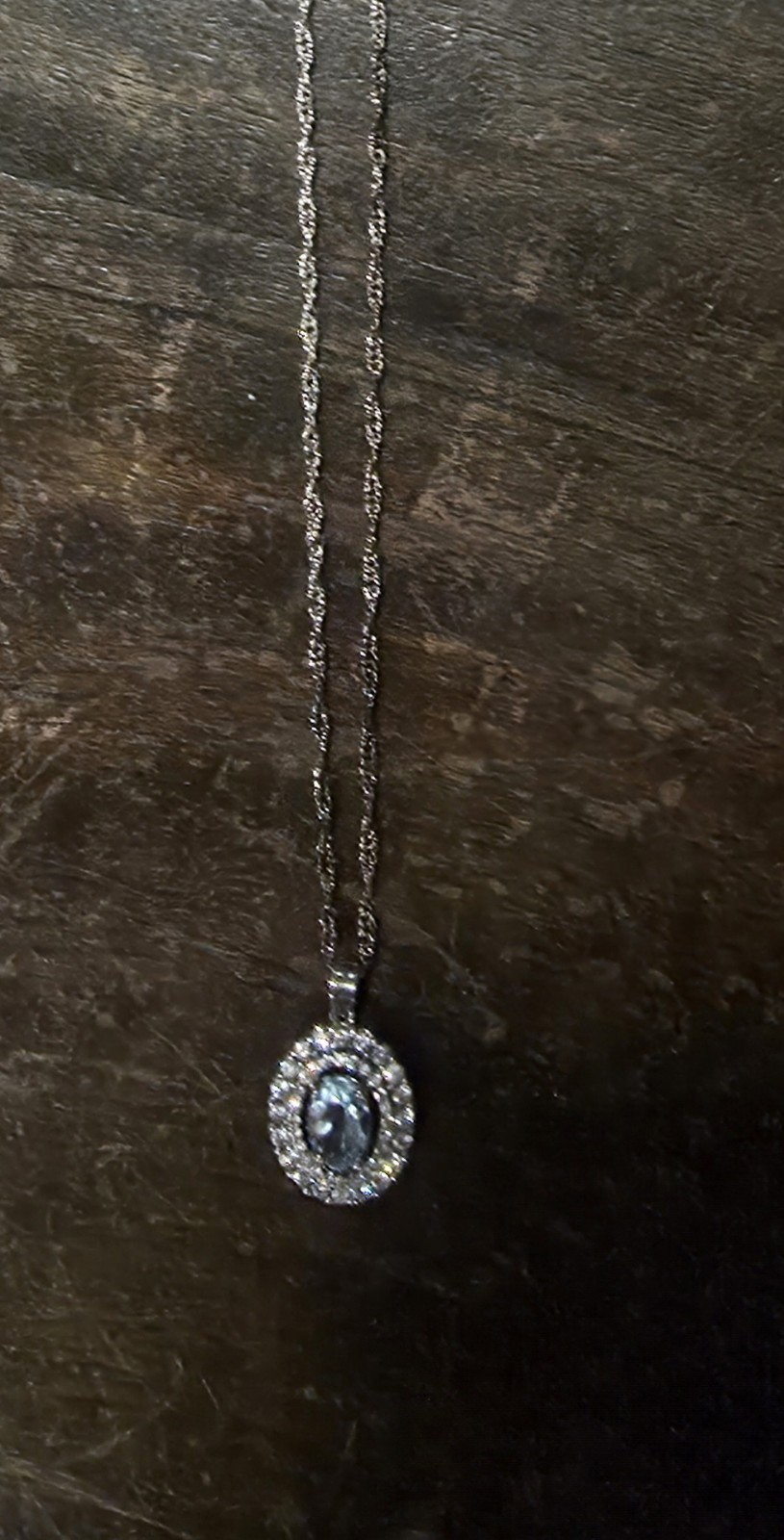 Gold Coast 14K White Gold Plated Blue Oval Crystal Pendant