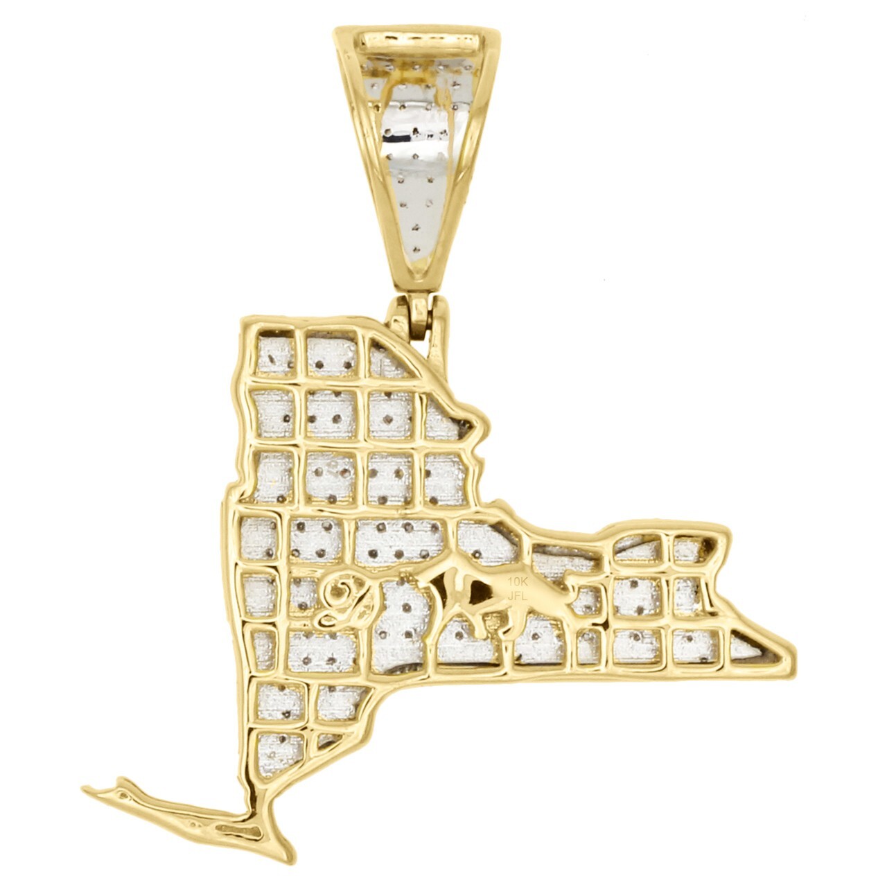 10K Yellow Gold Plated Lab Created Diamond New York Empire State Map Pendant