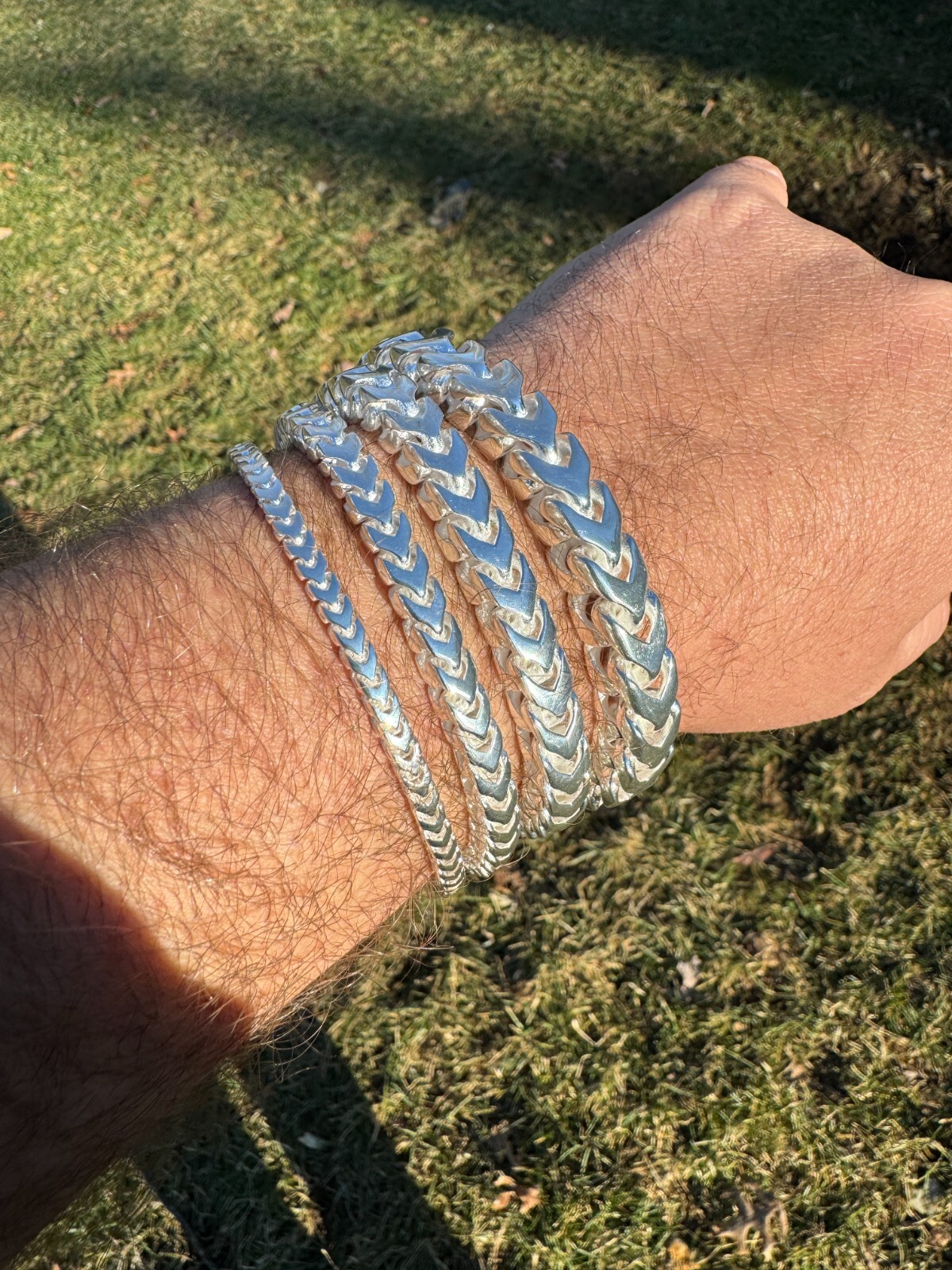 Mens BIG 4-10mm Franco Bracelet Real 925 Silver Box Clasp Handmade In Mexico