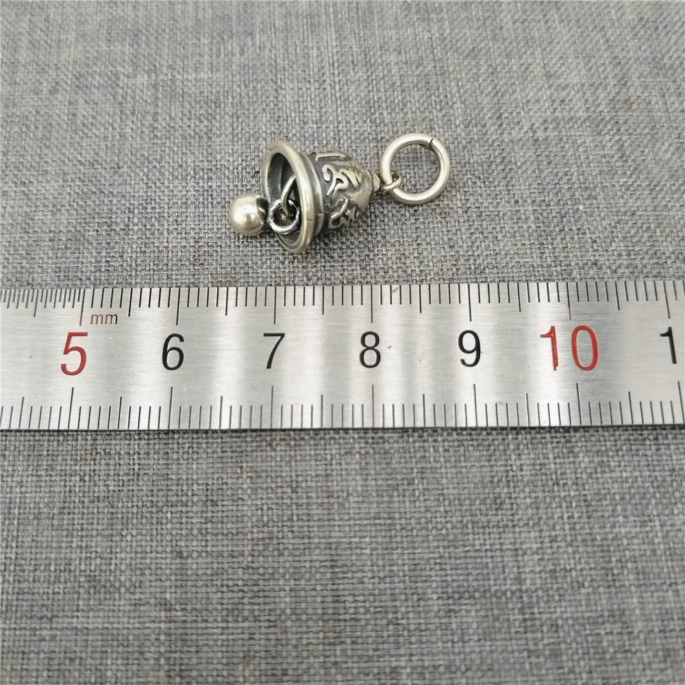 925 Sterling Silver Jingle Bell Shape Charm Low Sound OM Buddhist Pendant