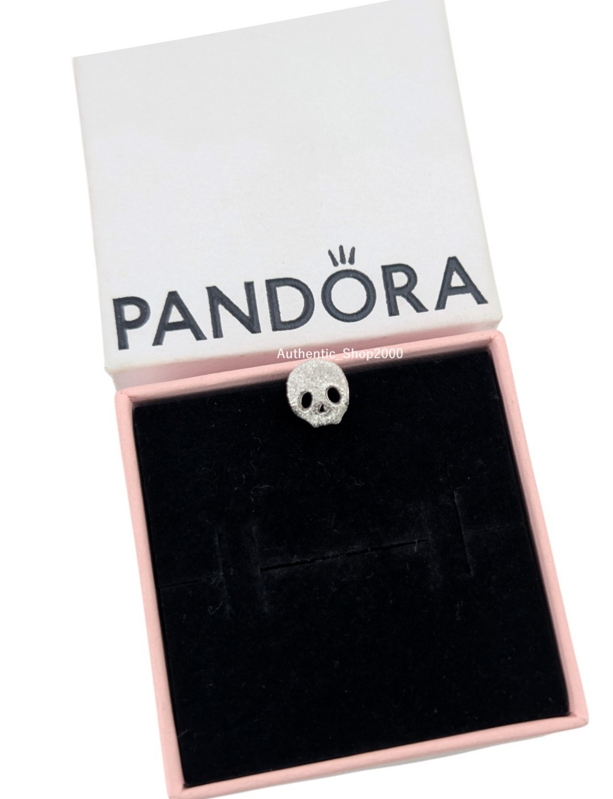 New 100% Authentic PANDORA 925 Ale Shining Textured Skull Mini Charm 794040C00