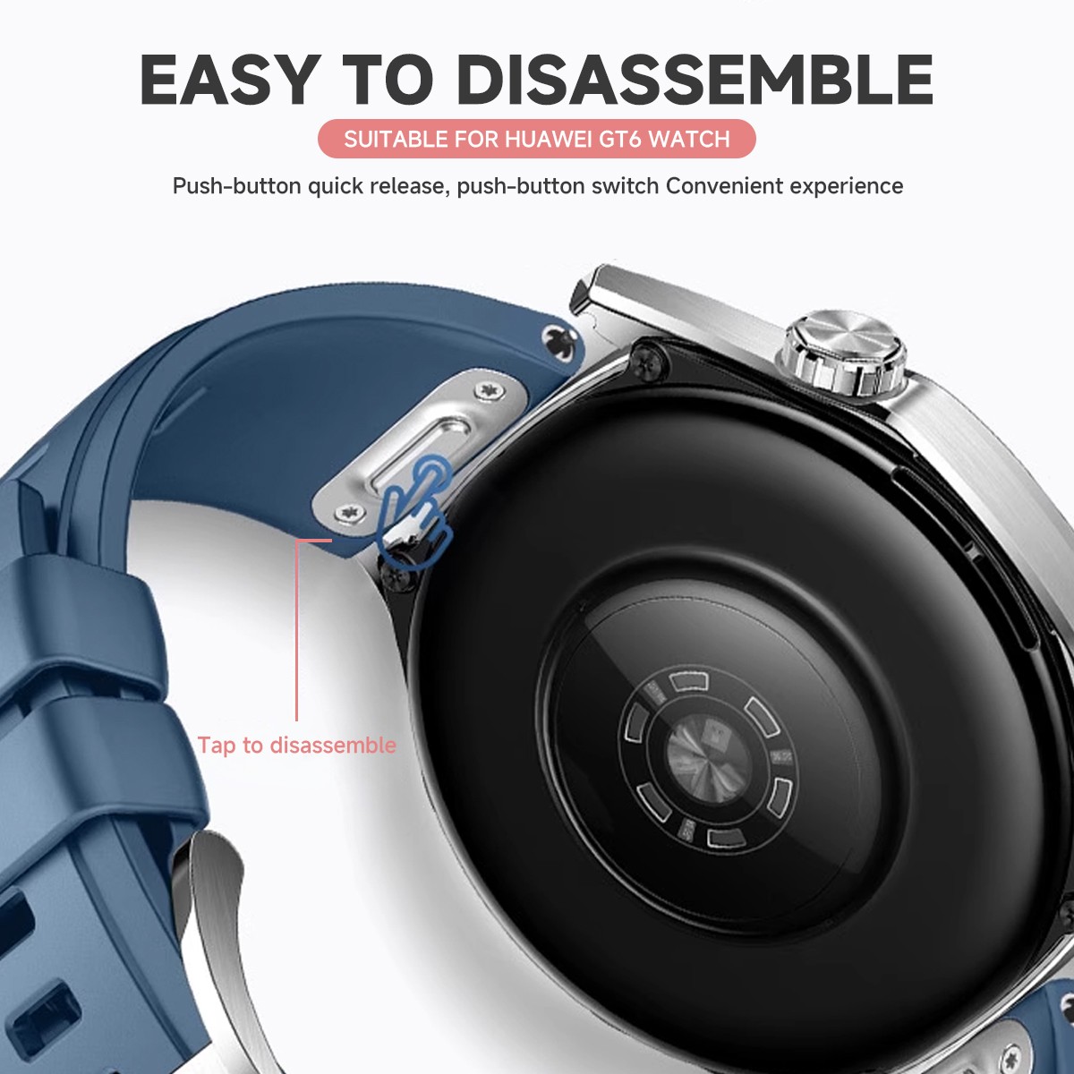 22mm Soft Breathable Sporty Silicone Watch Band Quick Release Replacement Strap