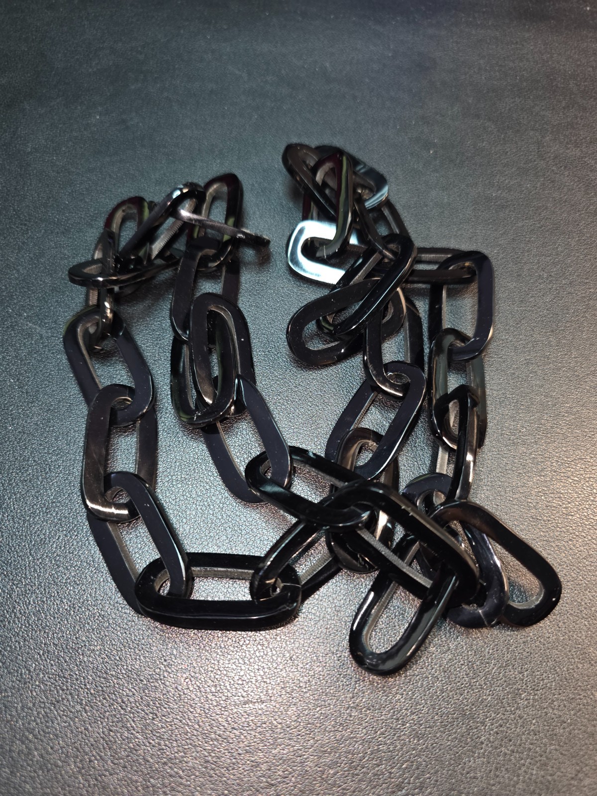 NEST Natural Buffalo Rectangle Black Horn Chain Link Necklace 19 inch