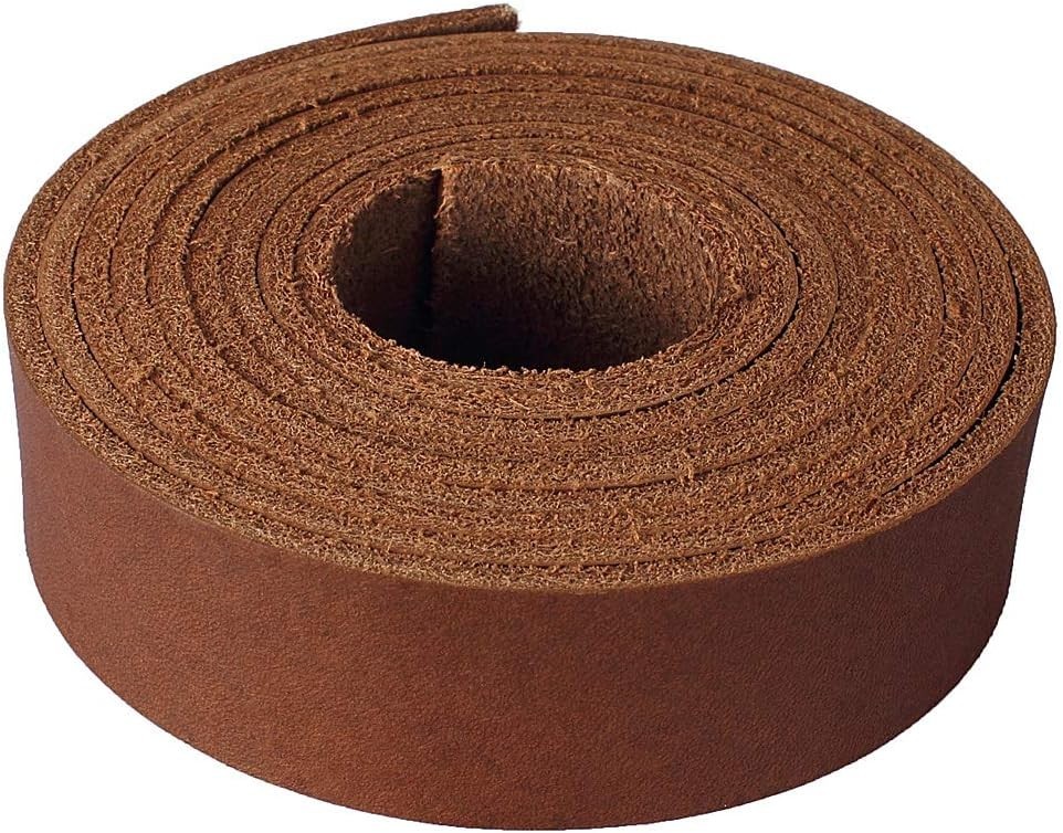 Durable 72 Inch Brown Leather Strip – 1 Inch Wide Genuine Cowhide for Projects