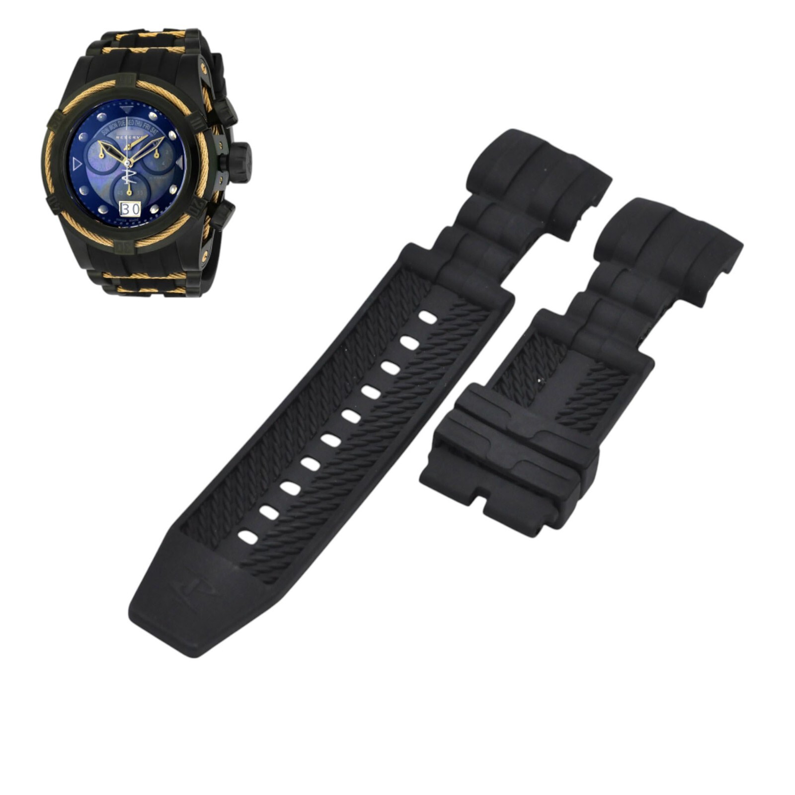 Bolt 90006 26mm Black Rubber Watch Strap For Invicta