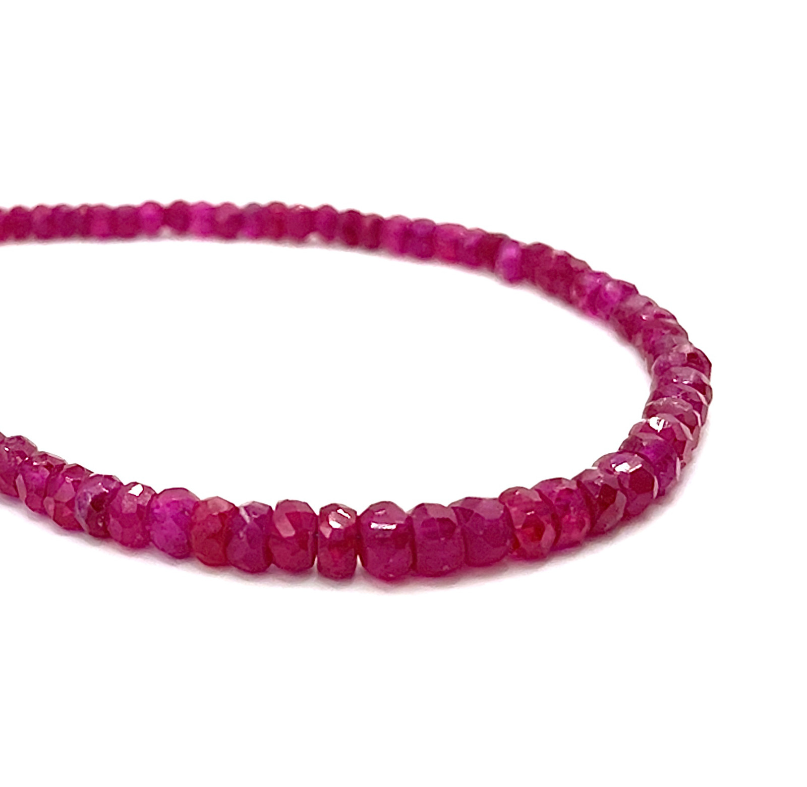 Jedi Red Spinel Beads Necklace with 9K Gold Clasp 18 inch Gemstone Necklace