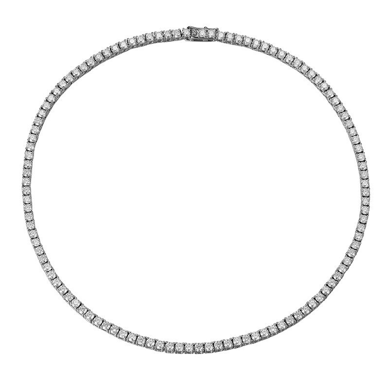 2.5mm DVVS Moissanite Tennis Chain Necklace 925 Silver Women Men Pass Tester