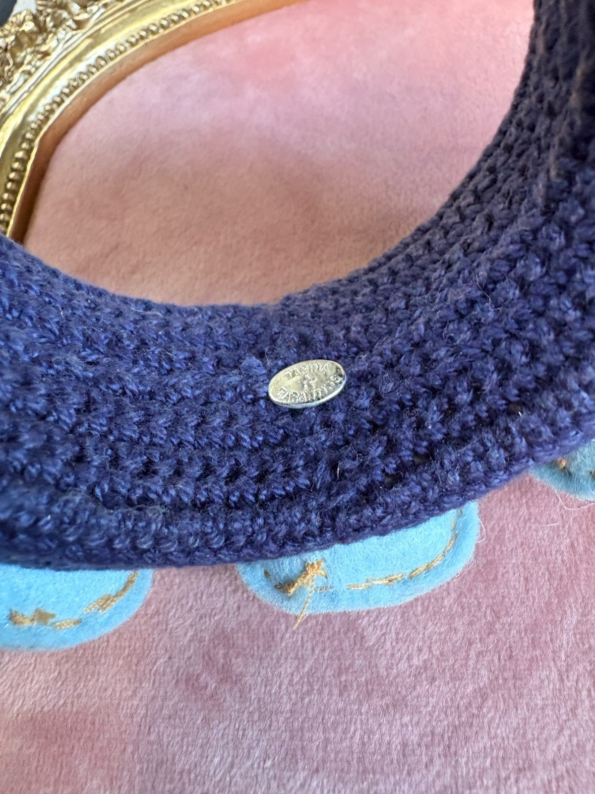 Tarina Tarantino Kyoto Carnival Felt Blue Bunny Swarovski Bangle Bracelet RARE